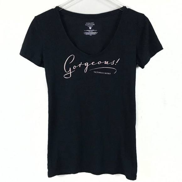 Victoria's Secret Tops - Victoria's Secret Black Burnout "Gorgeous" T-Shirt Victoria's Secret Tops - Victoria's Secret Black Burnout "Gorgeous" T-Shirt